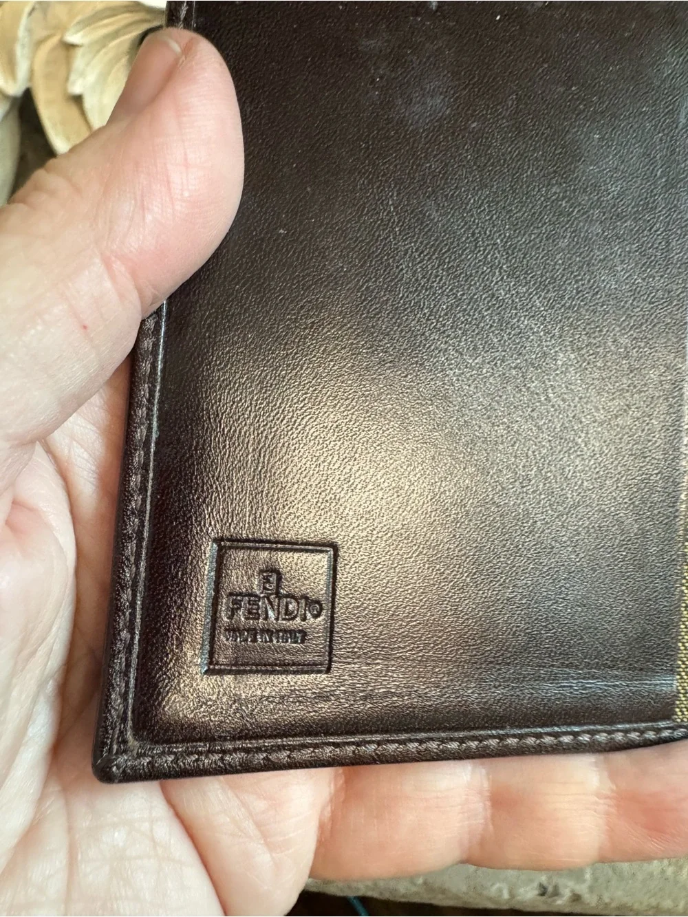 Fendi Brown FF Canvas Passport Holder/Agenda with Dark Brown Trim and COA